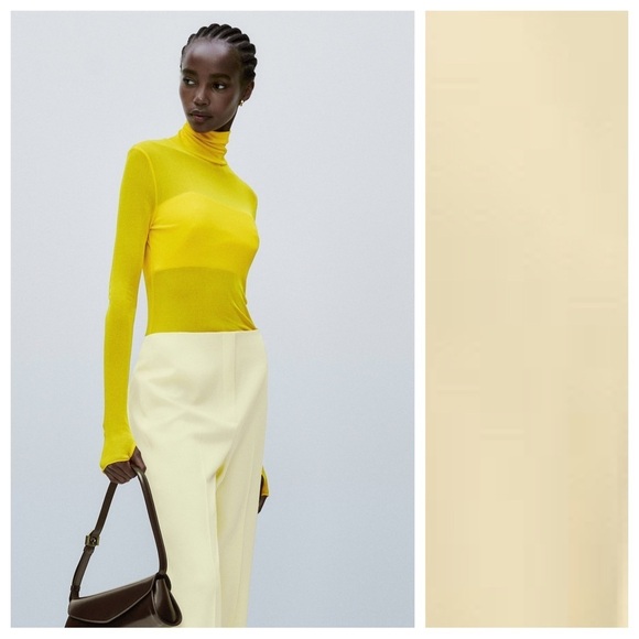 NWT. Massimo Dutti Limited Edition 100% Wool Yellow Flared Trousers. Size 6. - Picture 2 of 10